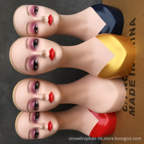 Custom made dark skin pretty mannequin head with shoulders with layered lashes 3d lash head mannequin head for hat